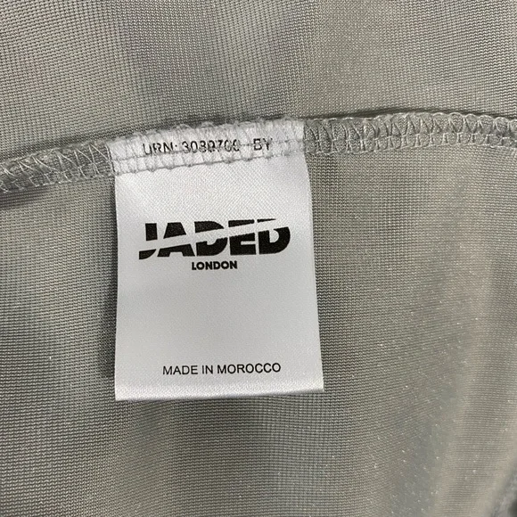 JADED LONDON Crushed Velvet Button Down Shirt Blouse Embroidered Panther Silver - Picture 13 of 14